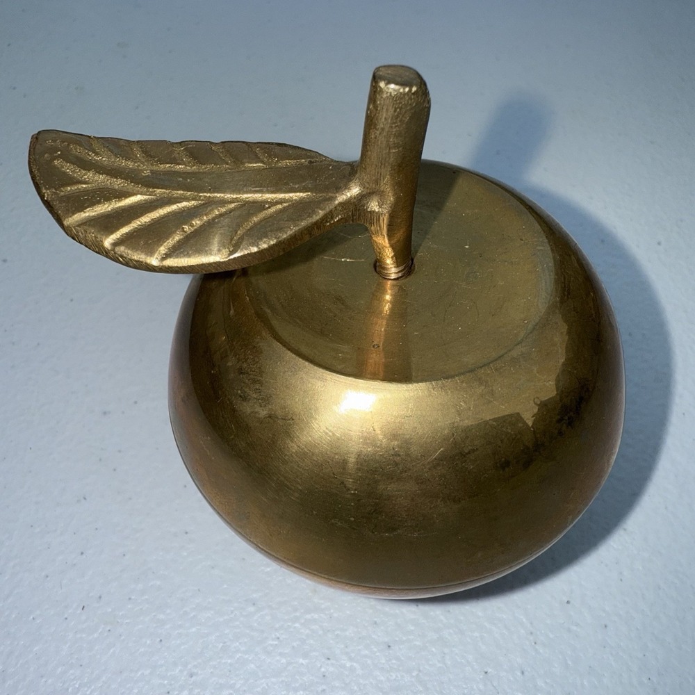 Vintage Brass Favorite Teacher Apple Gift Trinket Box